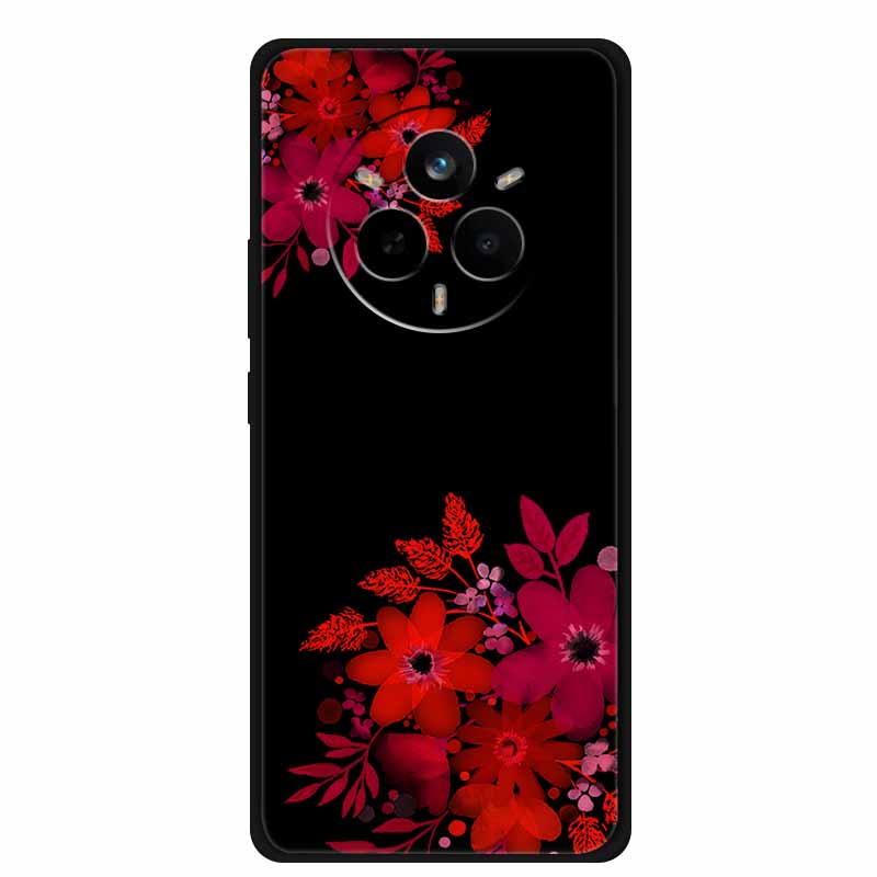 For Realme 14 Pro Case Luxury Phone Cover For Realme 14 Pro+ Cute Floral Black Silicone Soft Case TPU Funda Realme 14 Pro Plus