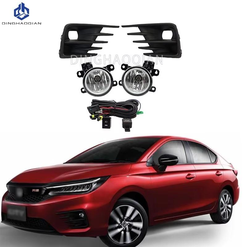 1 Pair Car Front Bumper Halogen Fog Lights Assembly Driving Lamp Foglight Wiring Switch Set For Honda City 2020 2021 2022