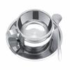 Kaffeebecher aus Edelstahl, doppelwandiger Milchkännchenbecher mit Löffelset für Cappuccino, 120 ml Fassungsvermögen