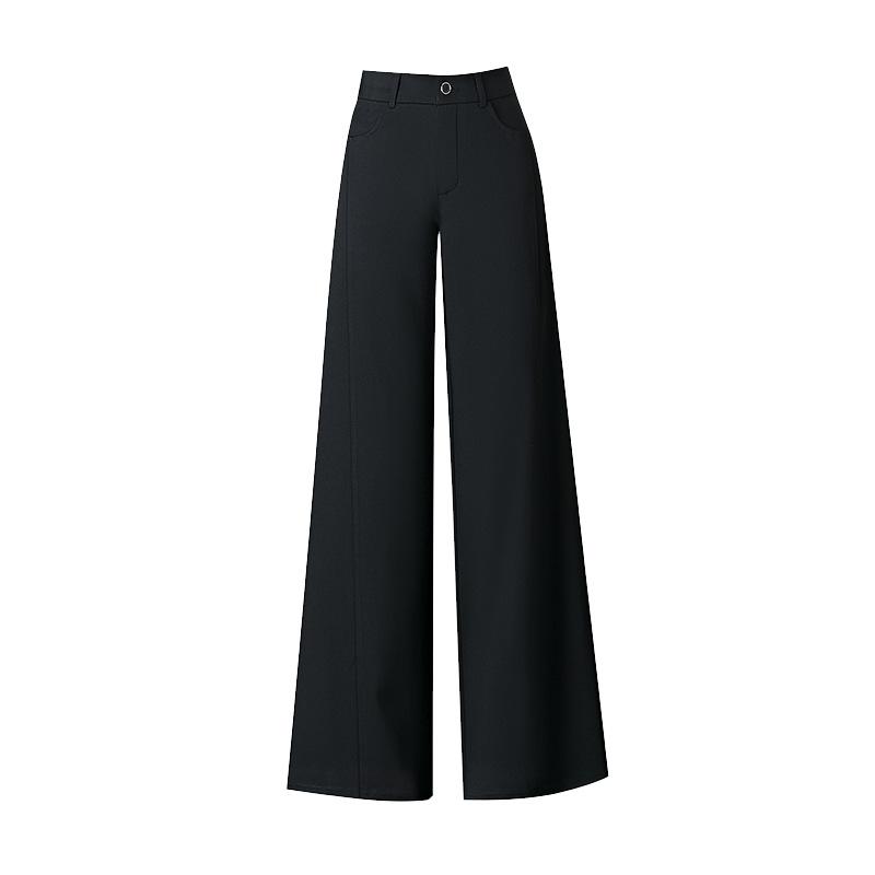 Women's High-Waisted Wide-Leg Pants - Plus Size, Floor-Length, Casual Professional Spring/Summer/Autumn Style.