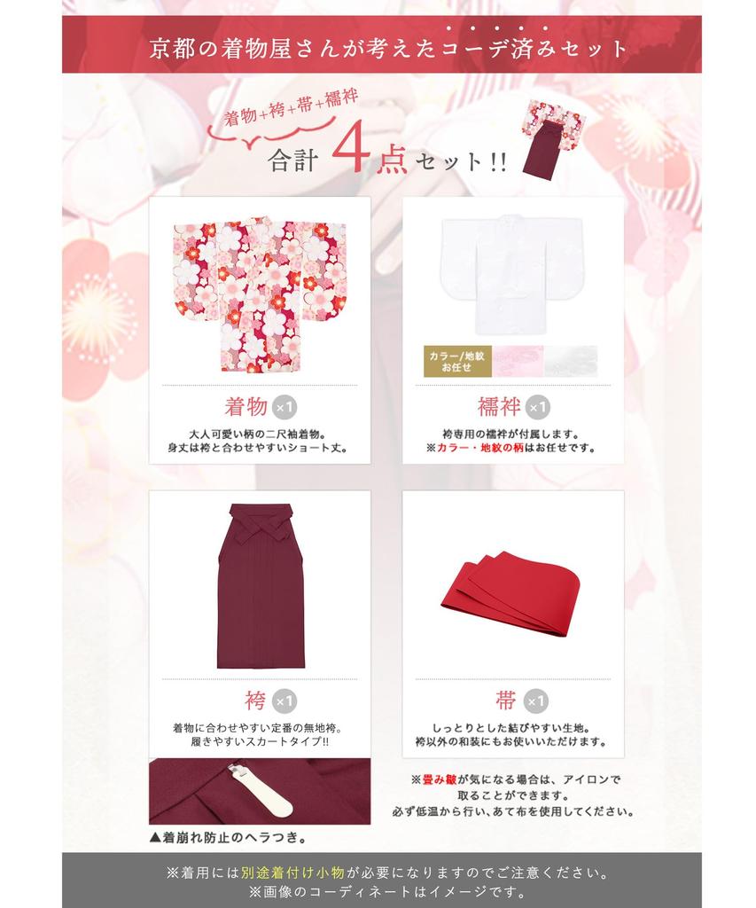 Hakama Graduation Elementary School Graduation Ceremony Elementary School Hakama Hakama Gorgeous Junior String Bottom Shion Lily [KYOETSU] Set,