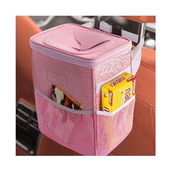 

Автомобильный мусорный бак с крышкой - автомобильный мешок для мусора, подвесной с карманами для хранения, складной и портативный автомобильный мусор