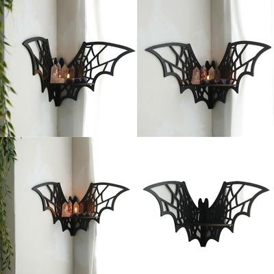 Festival Wood Spiderweb Shape Wall Mount Shelf for Halloween Decors Wall Floating Shelf Hanging Storage Rack for Party