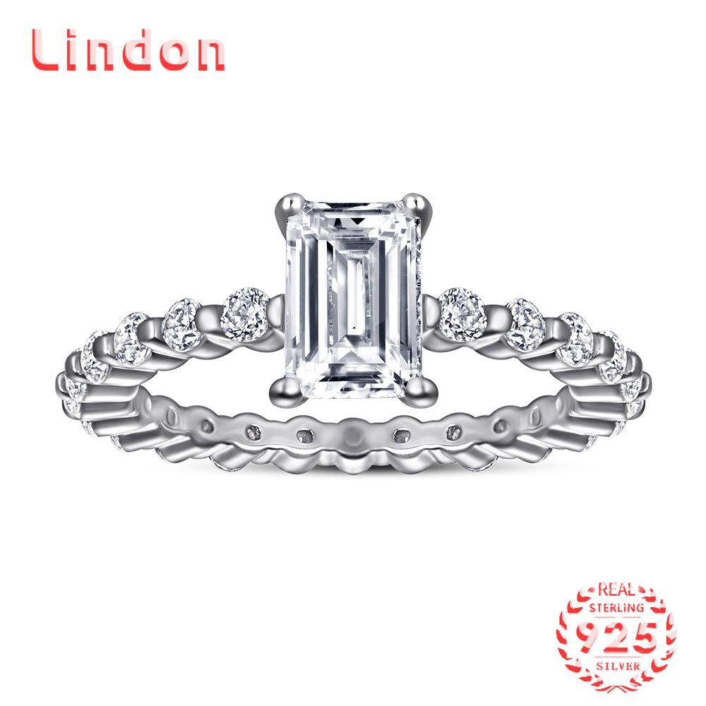 

Классическое кольцо Lindon из стерлингового серебра 925 пробы с цирконом, женские ювелирные изделия, свадебный подарок для вечеринки 5 серебряный