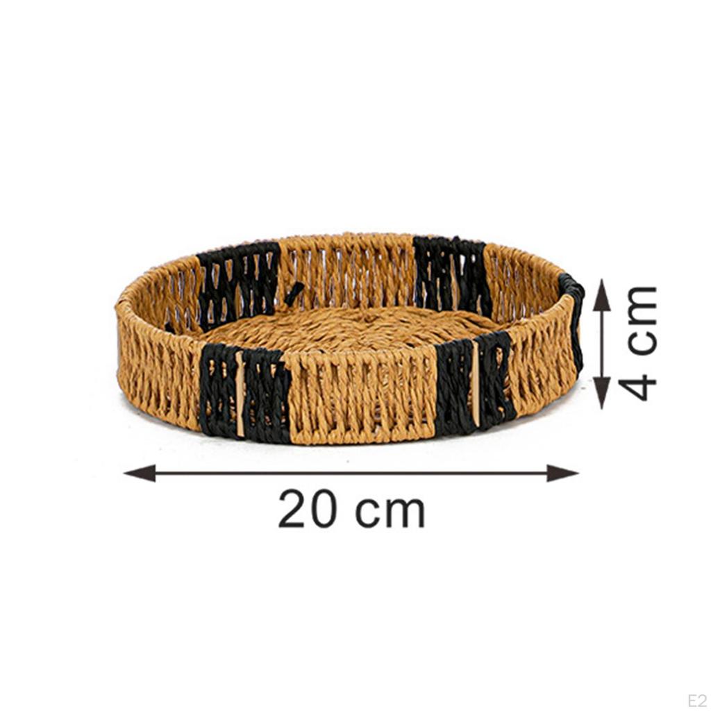 Round Braided Serving Tray for Fruit, Multipurpose Basket, Organizer Weddings, Countertops,