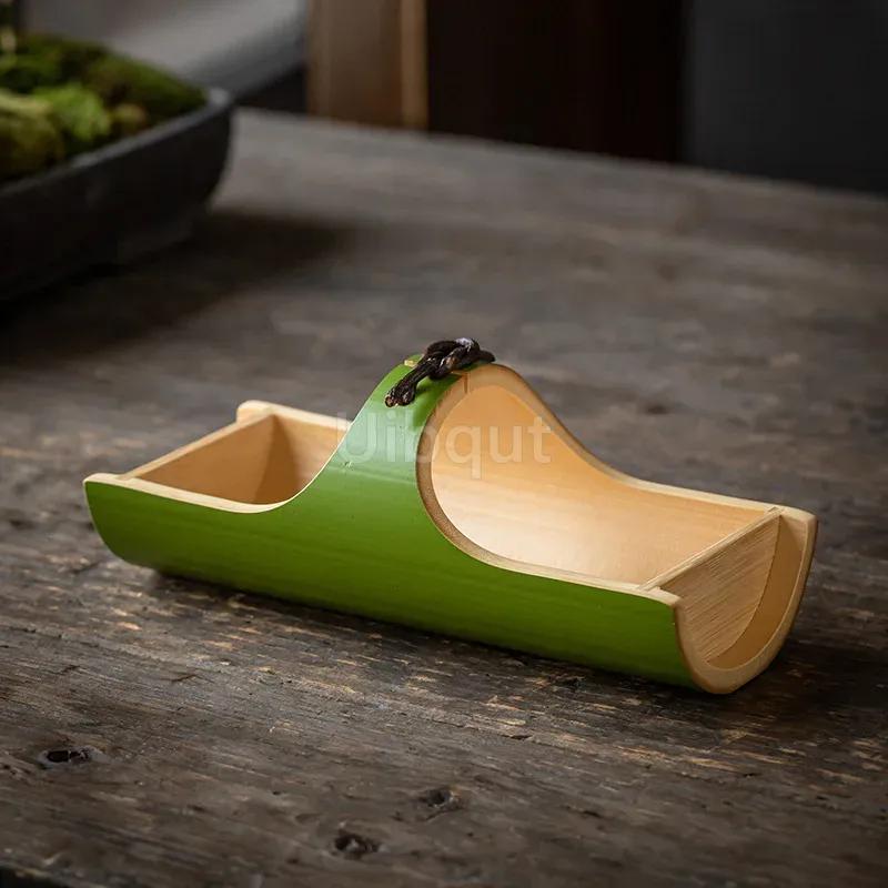 Assiette à collation sushi Bambou et vaisselle en bois Assiette en bois naturel Assiette à collation créative Plateau à thé Plateau à fruits secs Coupe à fruits