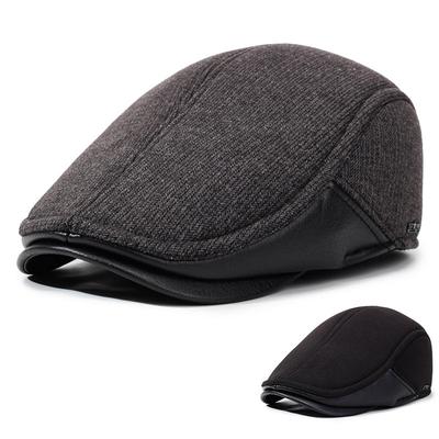 Men's Cap Middle-Aged and Elderly Peaked Cap Winter Outdoor Cold-Proof Warm Velvet Thick Ear Protection Forward Cap