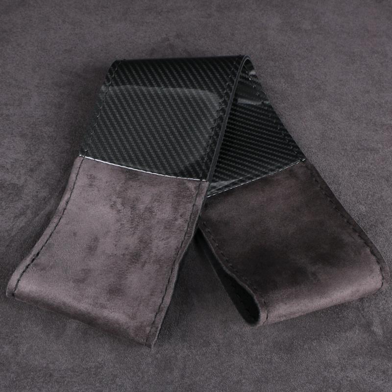 DIY Carbon Fiber Suede Universal Auto Steering Wheel Cover Anti-Slip Sweat-Absorbing Comfort Grip  37-38.5cm Car Interior Decor