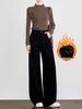 Women's High Waist Velvet Plus Wide-Leg White Jeans - Winter Thickened for a Longer Leg Look