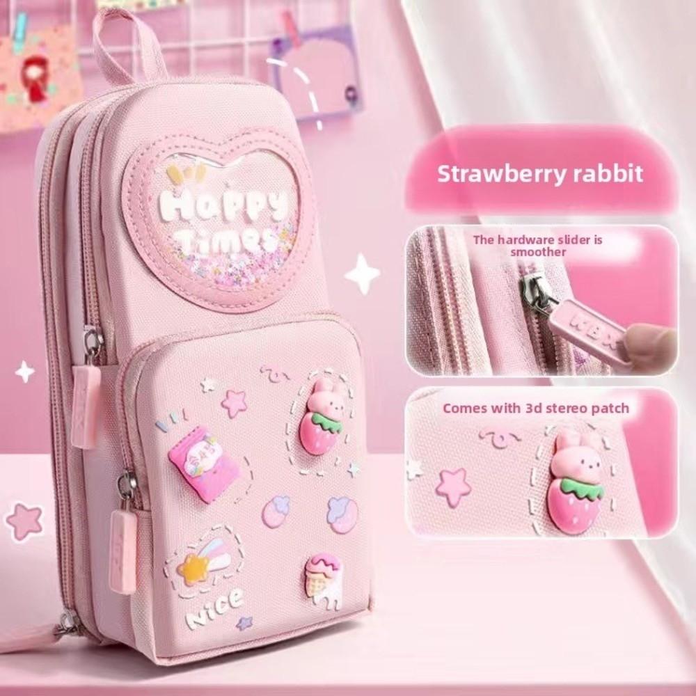 6 Pockets 3 Layers Pencil Case Cute Organizer Storage Bag Backpack Shape Cartoon Pen Box  Girls