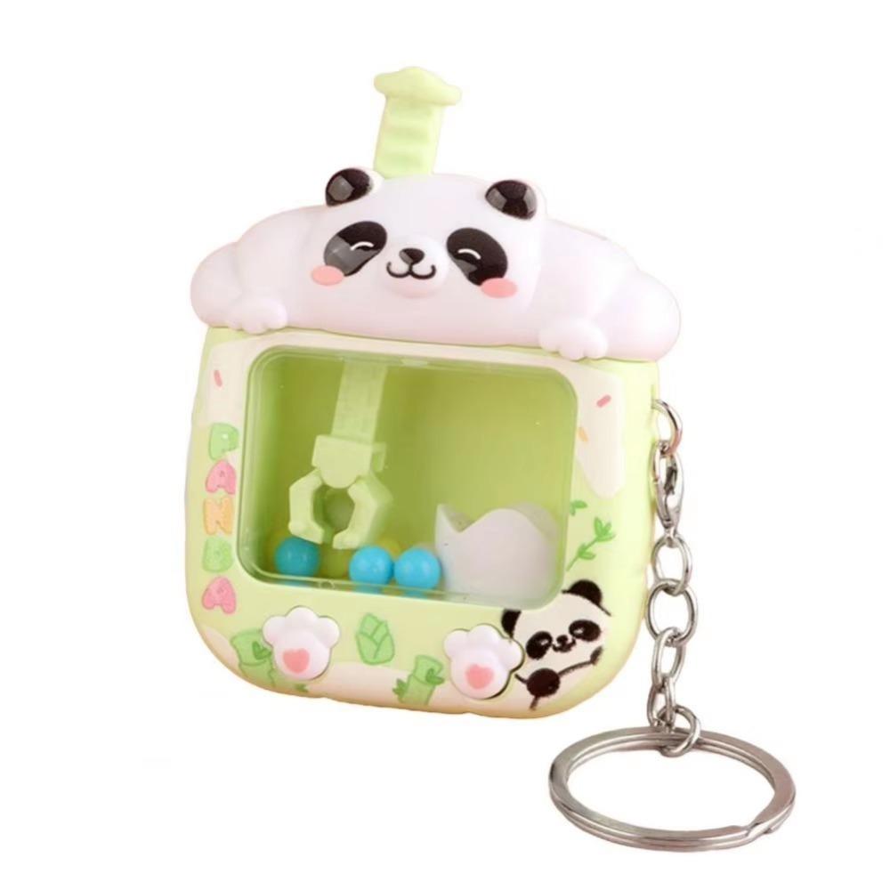 Plastic Mini Claw Machine Keychain Little Panda Funny Finger Toys Car Key Chains