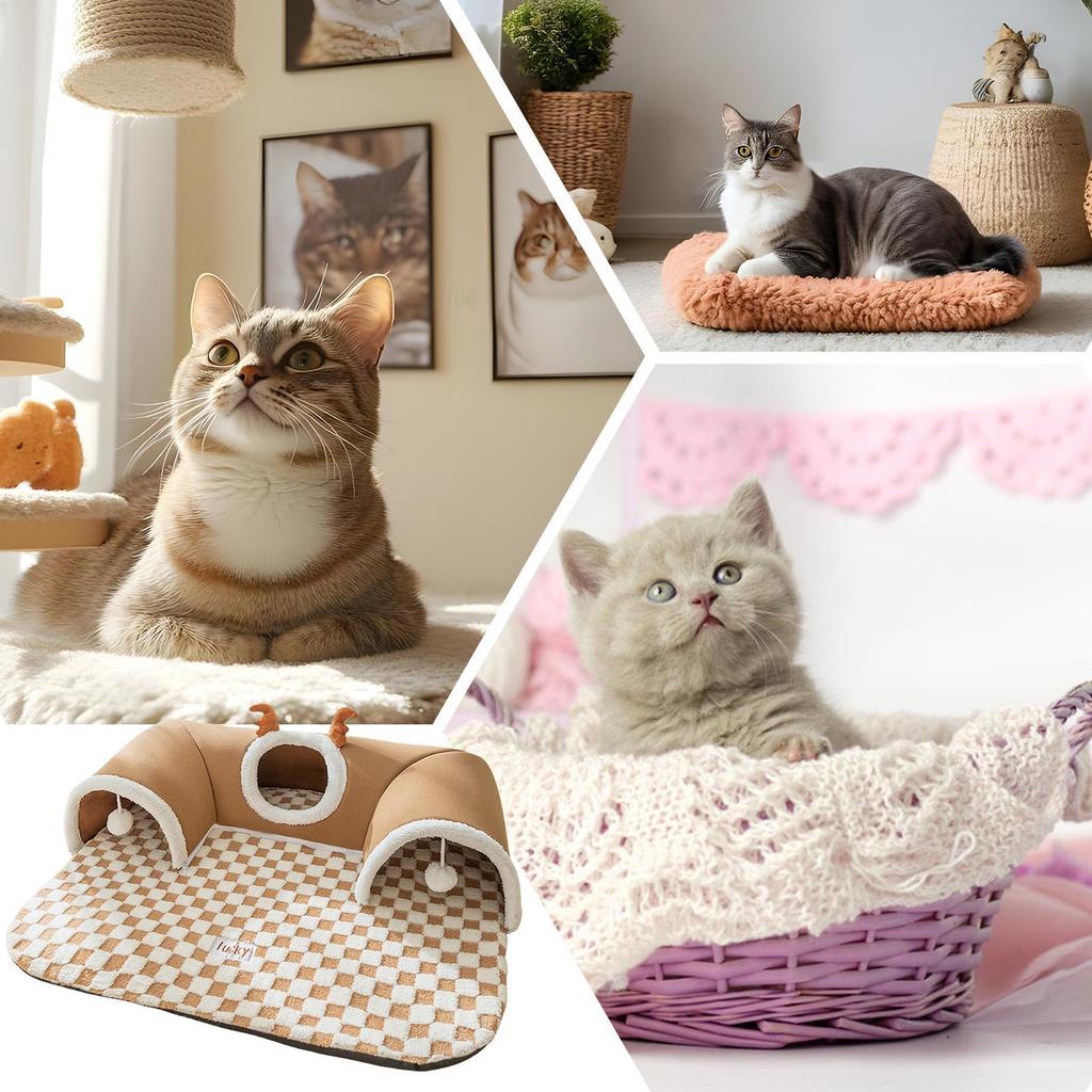 Höst Vinter Kattbo Förtjockad Varm Kurragömma Kattunnel Intressant Design Husdjurssängar Fuktsäker Kattillbehör