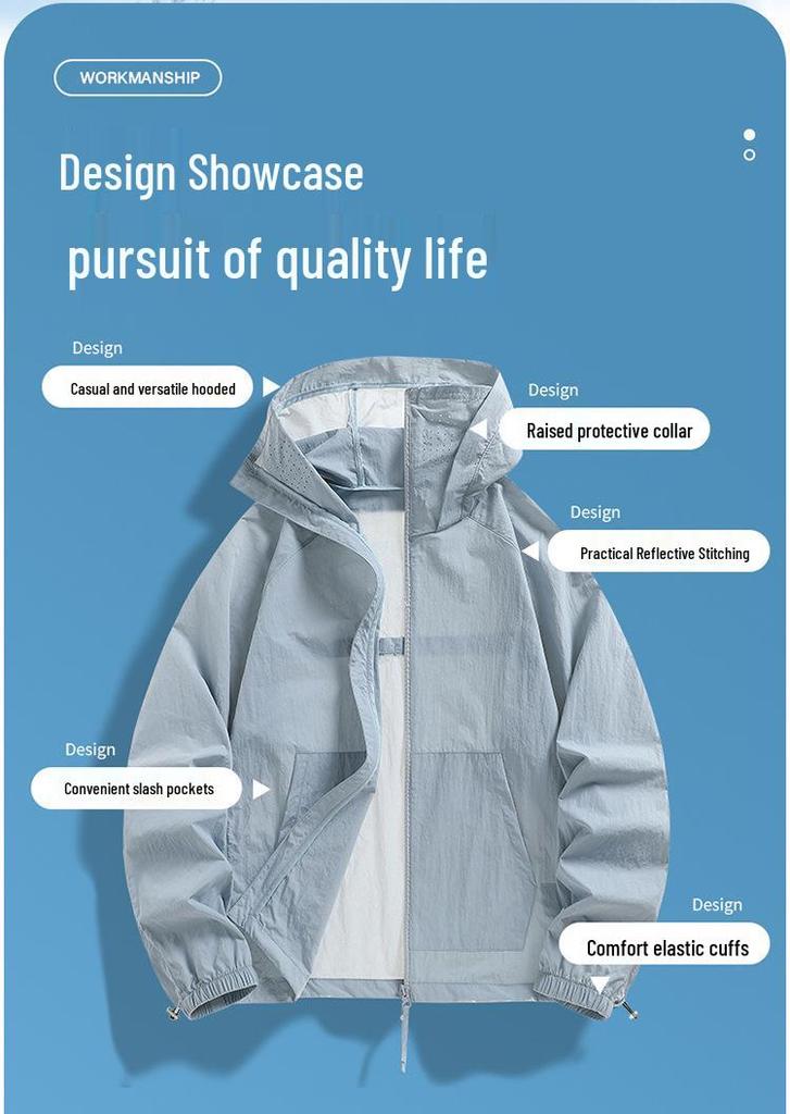 UPF50+ Hooded Sun Protection Workwear for Men & Women, Lightweight Breathable Outdoor Clothing