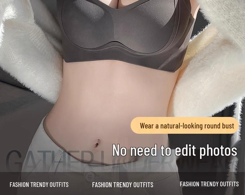 Wirefree Push-Up Enhancing Bra: Small Chest, Fixed Cup, Anti-Sagging, Seamless Design with Side Support