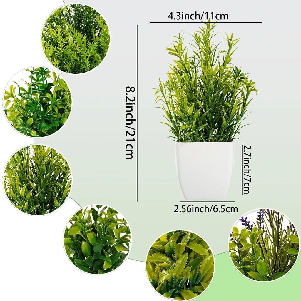 Árbol de Planta Artificial Alféizar de Ventana Mesa de Oficina Escritorio Decoración Plástico Jardín Planta Falsa Maceta Decoración para el Hogar Adornos en Maceta