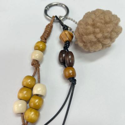 Bodhi Seed Running Ring Pendant Keychain - Handmade Woven Backpack Charm Accessory