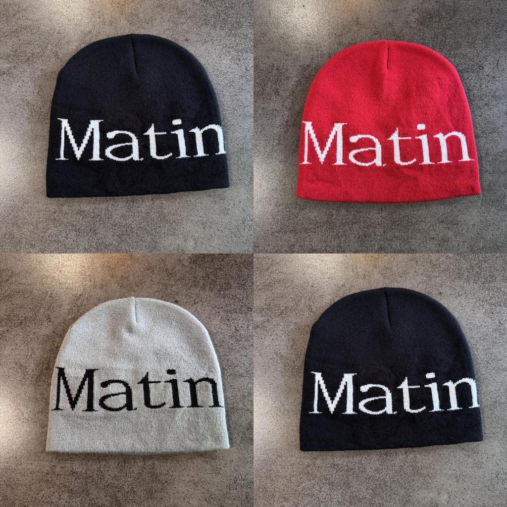 Letter Beanie Hat With High Top Knit Warm Cap For Autumn Winter Streetwear