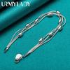 925 Sterling Silver Three Snake Chain Beads Bracelet For Women Wedding Party Fashion Jewelry
