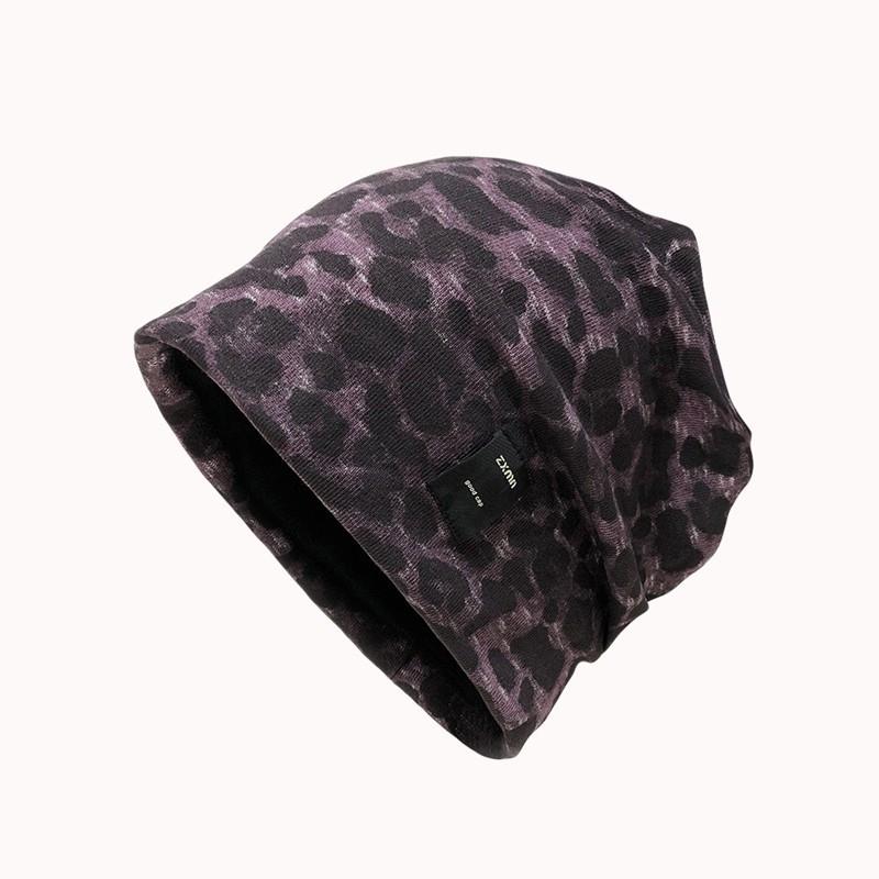 Beanie Slouchy Hat Women Spring Autumn Leopard Print American Style Hats Woman Knitted Beanies Baggy Cap