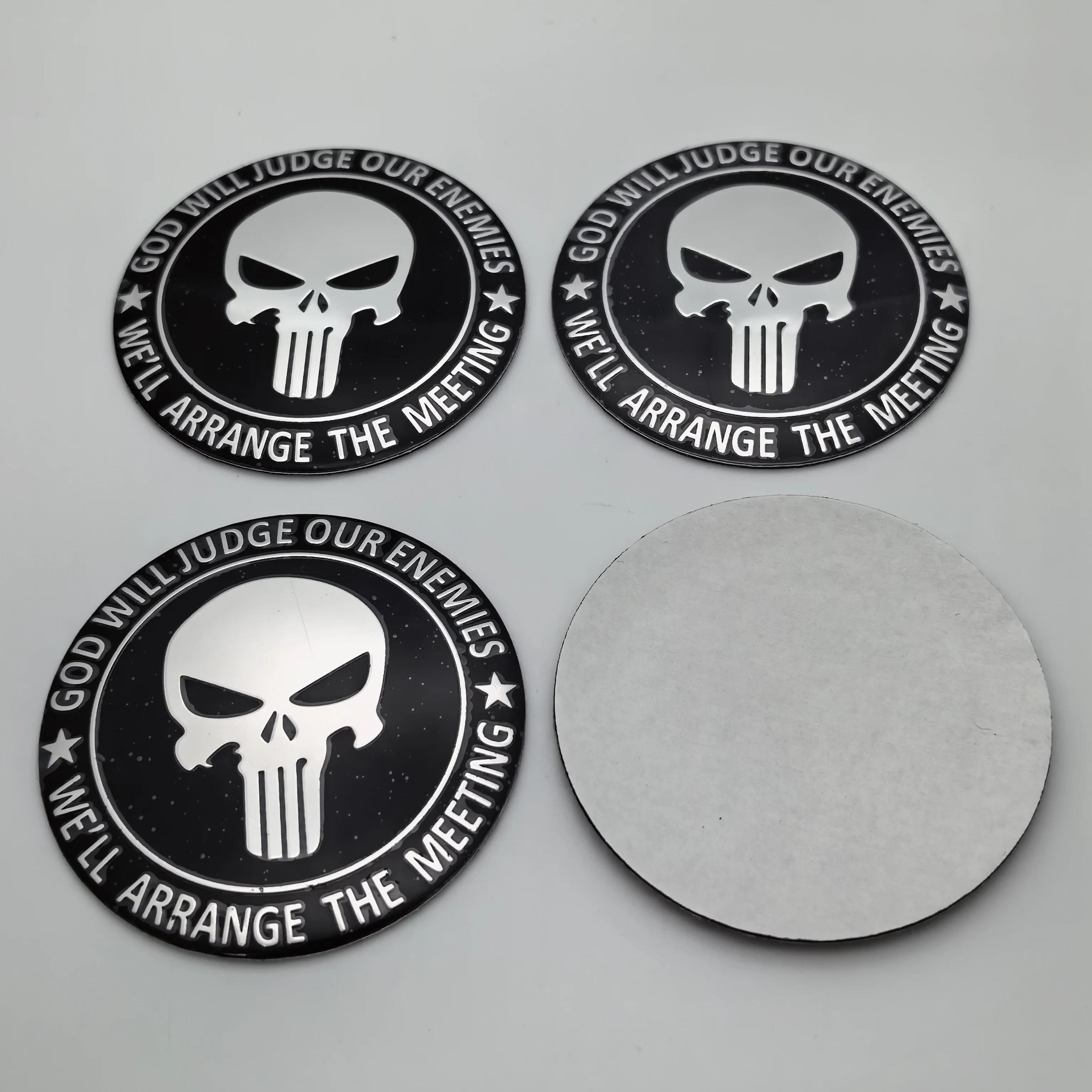 

4pcs 56mm 65mm Punisher Skull Logo Badge Car Stickers Accessories for Car Wheel Center Caps Rim Wheels Hub Cover Emblem Replace 56MM Stickers&Punisher Skull Badge