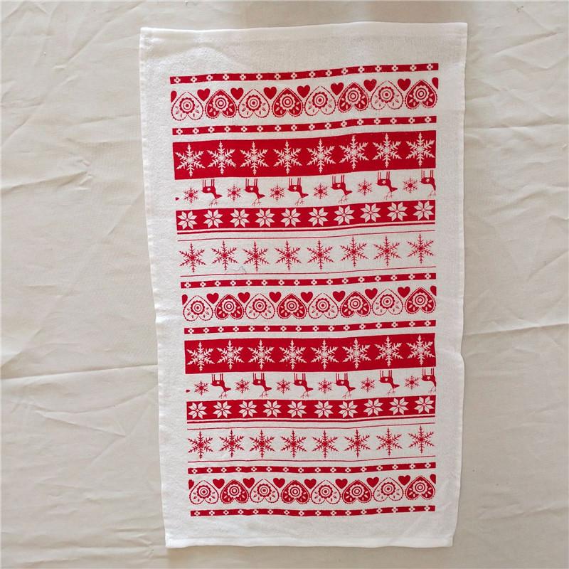 1Pc Christmas Series Printed Cotton Tea Towel Kitchen Dishcloth Cleaning Tool Xmas Party Decor Gift