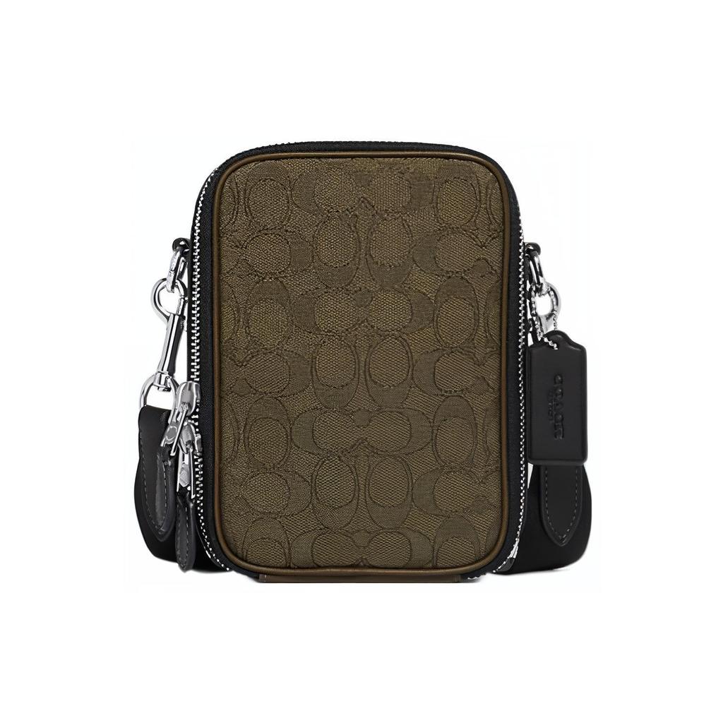 New COACH Stanton Fabric With Cow Leather Shoulder Bag, Crossbody Bag Men's Army Green CH097-SVVFE