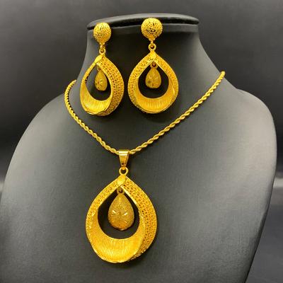 Dubai Bridal Ancient Gold Jewelry Set Pendant Earrings Necklace Nigerian Women's Wedding 2026
