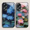 Retro Oil Painting Lotus Flower Pattern Tempered Phone Case for OPPO Realme 14 13 Pro Plus 12 11 10 Neo 3 X7 PRO C75 Hard Covers