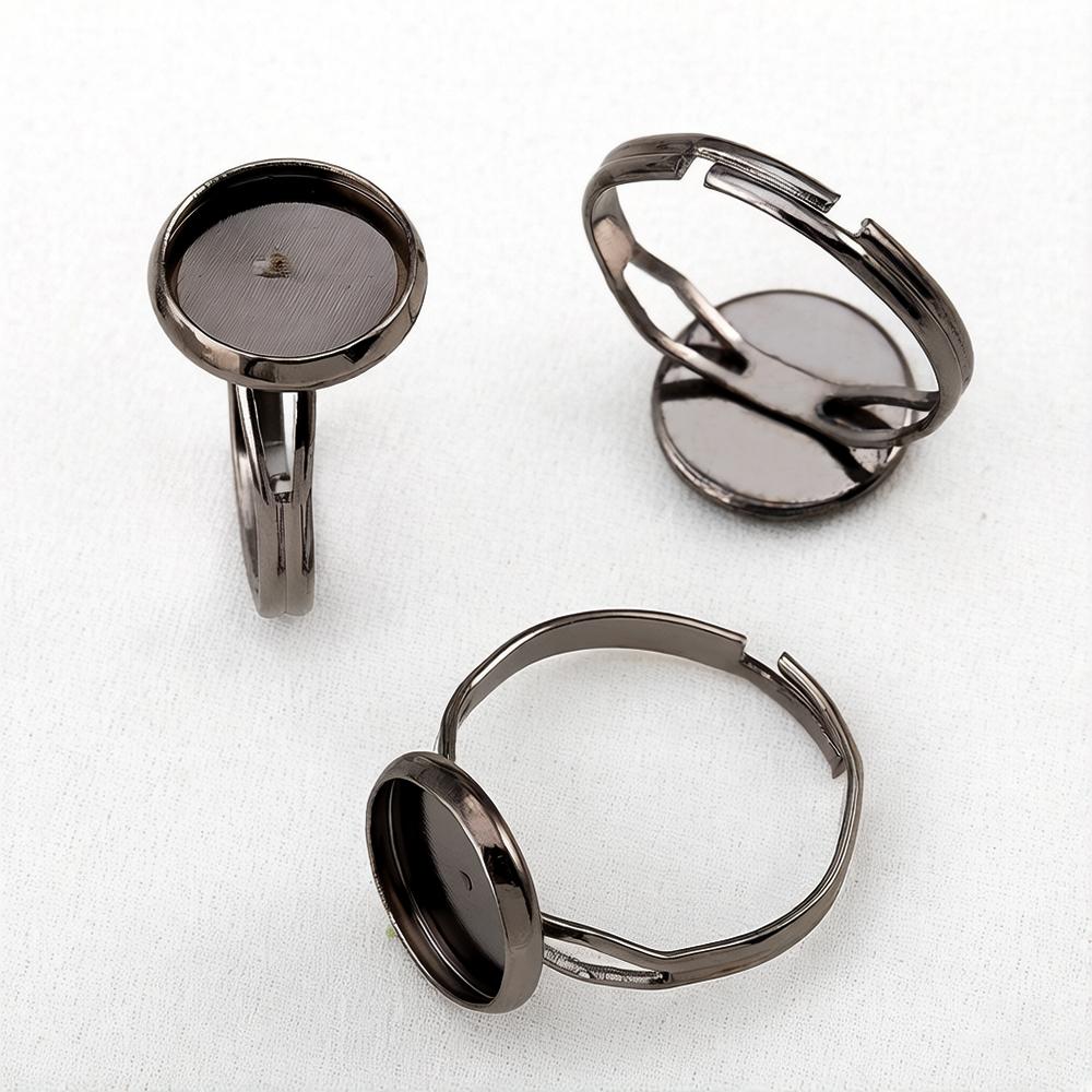 10pcs DIY Ring Blank Base Setting Iron Metal Adjustable Fit 8mm 10mm Glass Cabochons Rings Handmade Jewelry Making Accessories