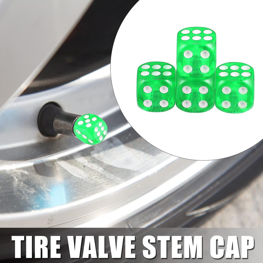 X AUTOHAUX Tire Valve Dice Wheel Air Stem Cap Cover Universal for Car Truck Motorcycle Motorcycle Motorcycle 4pcs Green