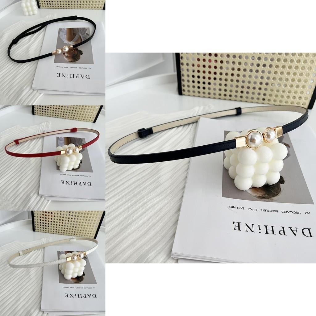 Stunning Matte Black Women's Belt With Elegant Pearl Buckle Perfect For Summer Outfits