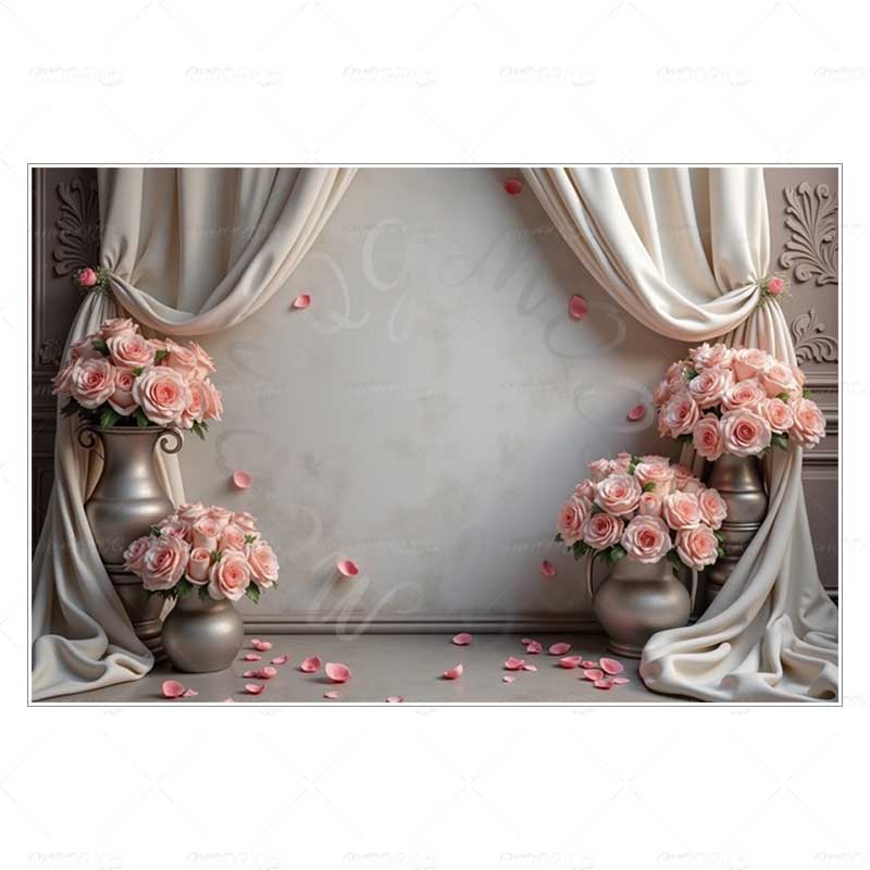 MOON.QG Valentine's Day Decoration Photo Background Candy Shop Teddy Bear Rose Soad Backdrops For Photography Studio Photozone