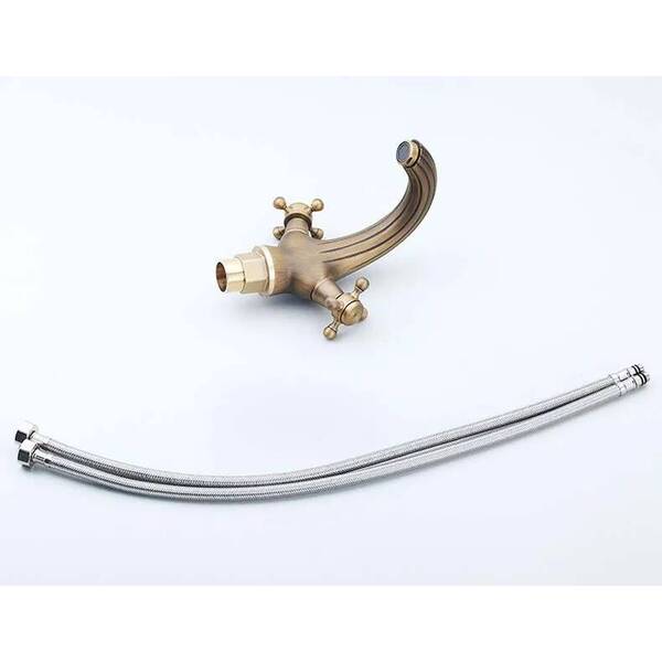 Dual Handles Antique Basin Hot and Cold Water Single Hole Crane Bronze Sink Faucet Bathroom Vintage Mixers Taps