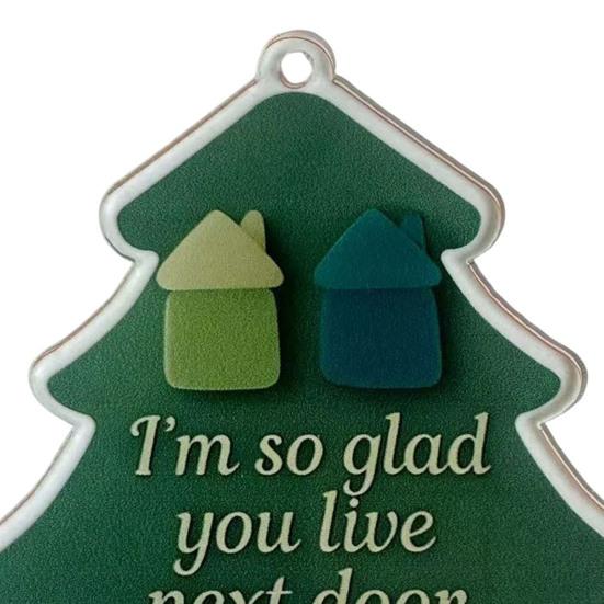 Christmas Pendant Xmas Tree Stocking Shape 2D Acrylic Seaside Festive Decoration with Lanyard Beach House Holiday Decor
