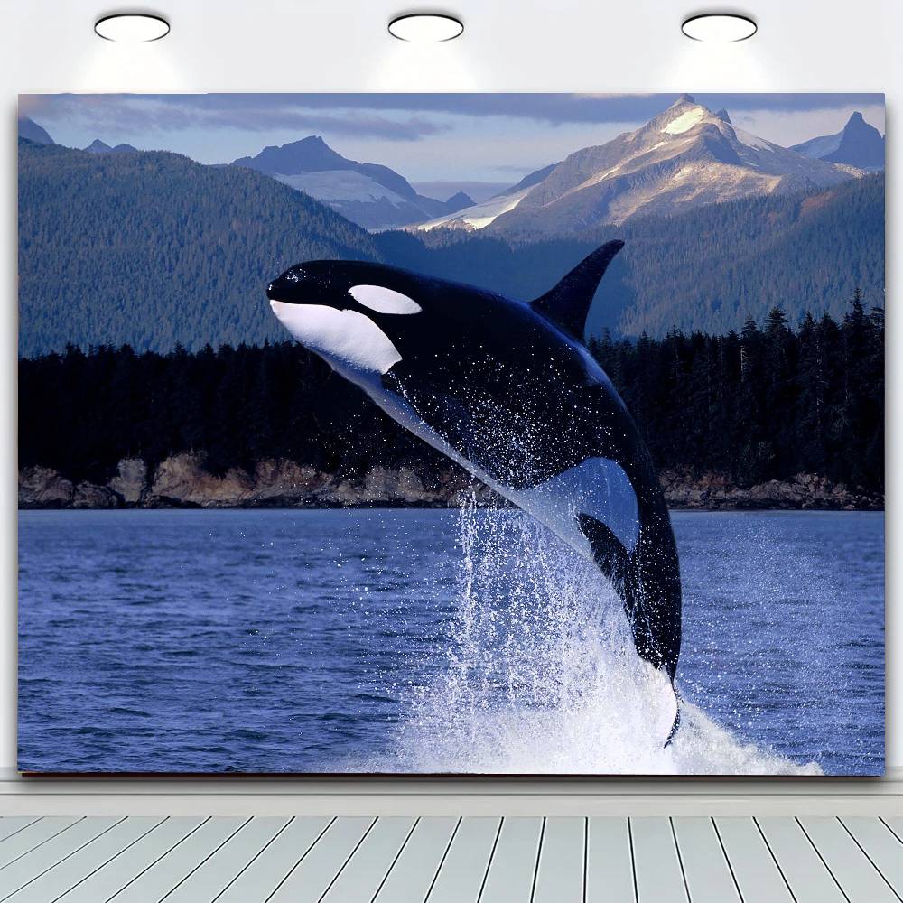 Underwater World Animals KKiller WWhale Tapestry Print Large Tapestry Wall Hanging Wall Tapestry Decor Living Room Bedroom 100X70CM
