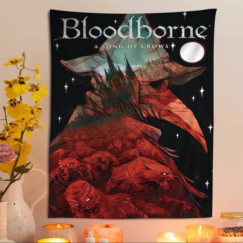 Dark Hunter BBloodborne Game Anime Tapestry Hanging Tarot Hippie Wall Rugs Dorm Home Decor