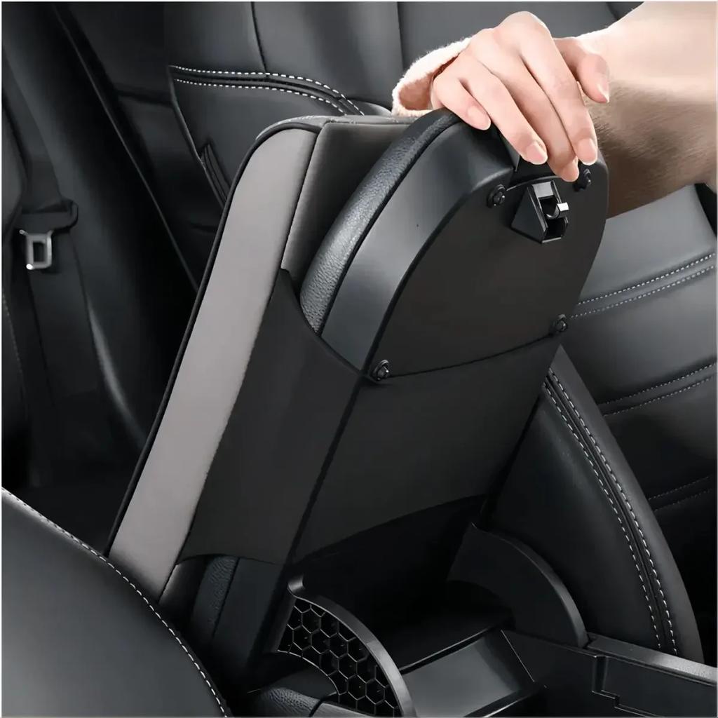 Car Armrest Mat Center Console Arm Rest Protection Cushion Auto Armrests Storage Box Cover Pad Wave Embroider PU Leather