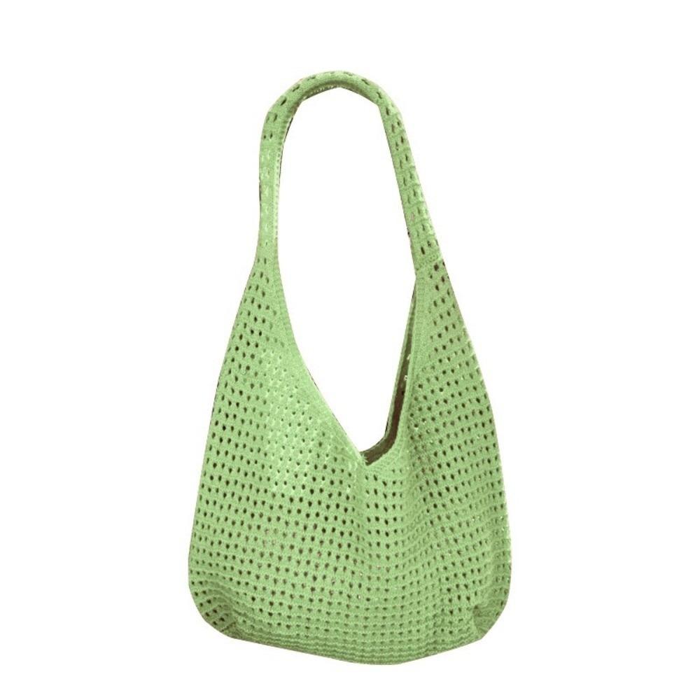 Large Capacity Crochet Mesh Tote Bag Bohemian Style Woven Handbag Knitted Shoulder Bag  Ladies