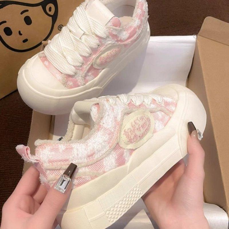 Little white shoes women's 2025 spring new campus platform canvas shoes versatile original niche round head board shoes beggar shoes