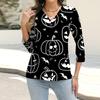 Women's Fashion Casual Print Button-down Shirt 3/4 Long Sleeve Tops