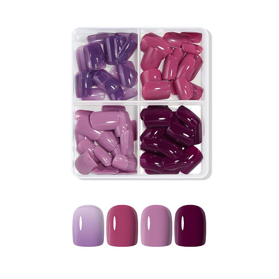 96 Pcs Press On Nails Short, Glossy Solid Color Fake Nails, Full Cover Artificial Nails for Natural Look Manicure