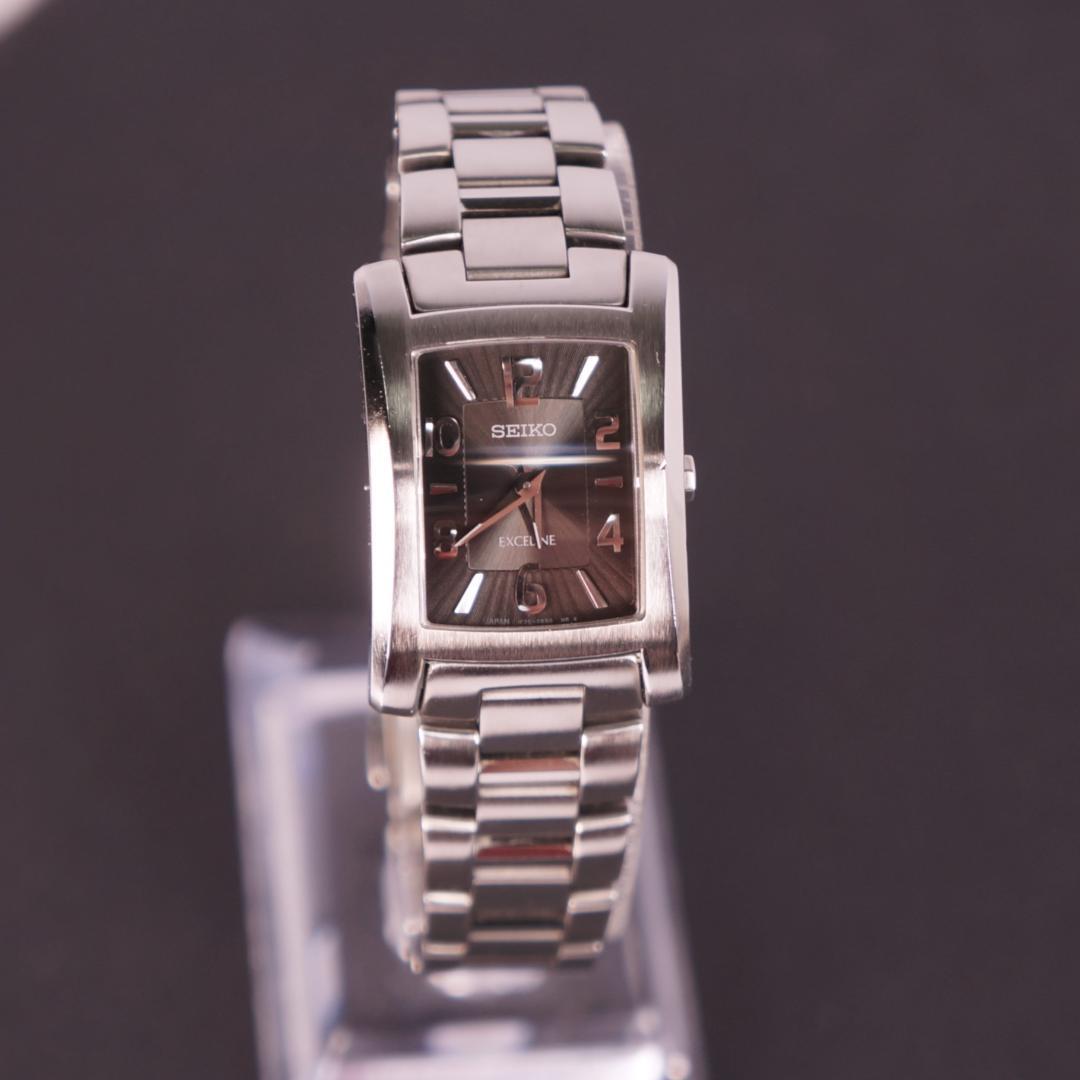 [Working item] SEIKO Excelline Black Dial Diamond Shield Case Battery Replaced