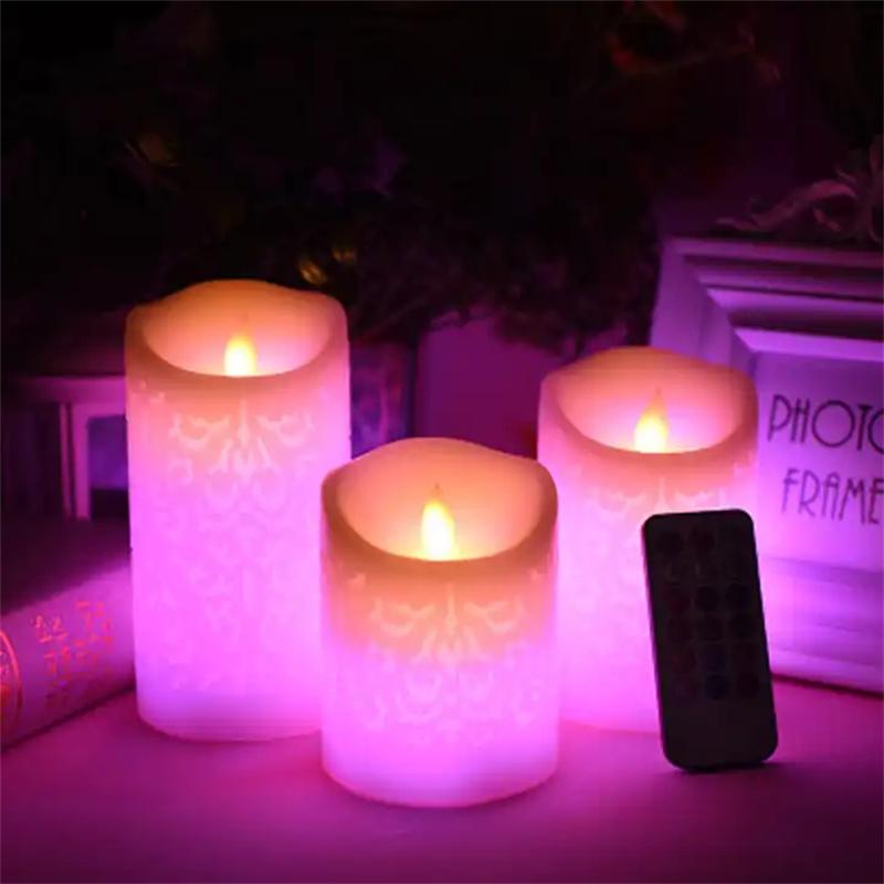 3-Pack LED Flameless Candles Remote Control Wax Pillar LED Candles Decorative Lighting for Home Decor Party Wedding Christmas