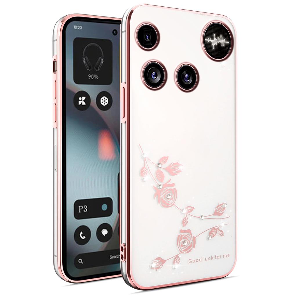 For Nothing Phone (3) 5G Case Flower Rhinestone Decor TPU Phone Cover