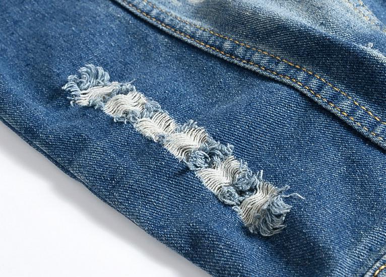 Men's Slim Fit Plus Size Ripped Denim Motorcycle Vest - Trendy Casual Korean Style