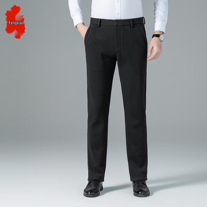 Men's Slim-Fit Straight-Leg Fleece-Lined Dress Pants