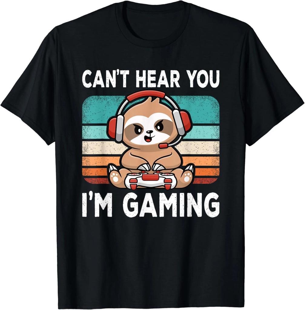 Can_t Hear You I_m Gaming Funny Video Game Retro Gamer Sloth Gift Unisex T-Shirt