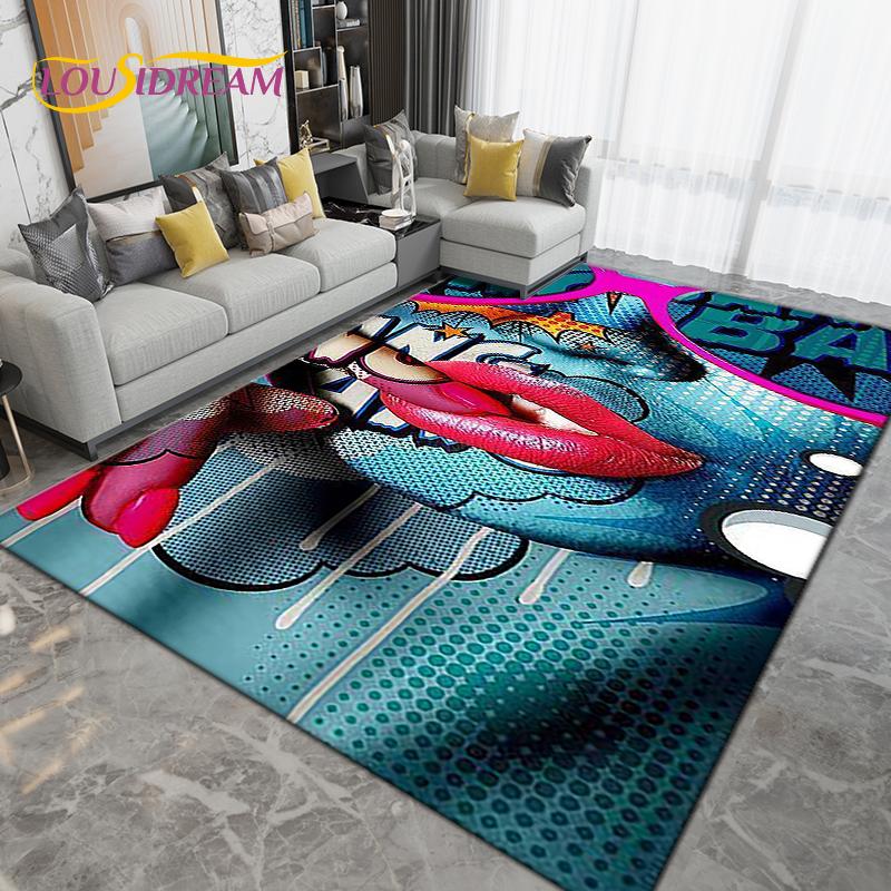Cartoon Skull Girl Area Rug Large,Carpet Rug for Living Room Bedroom Sofa Decoration,Doormat Kitchen Bathroom Non-slip Floor Mat