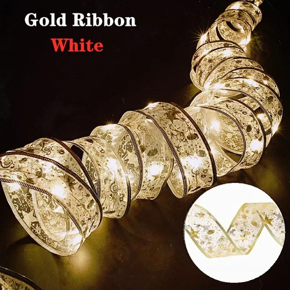 Ribbon Fairy Light Christmas Decoration Christmas Tree Ornaments For Home 2025 Bows String Lights Navidad Natal New Year 2025