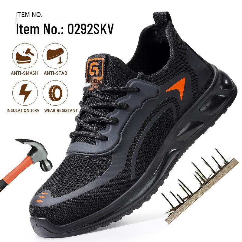 Men's Steel Toe Cap Safety Shoes: Breathable, Anti-Smash, Anti-Puncture, and Wear-Resistant for Cross-Border Labor Protection.